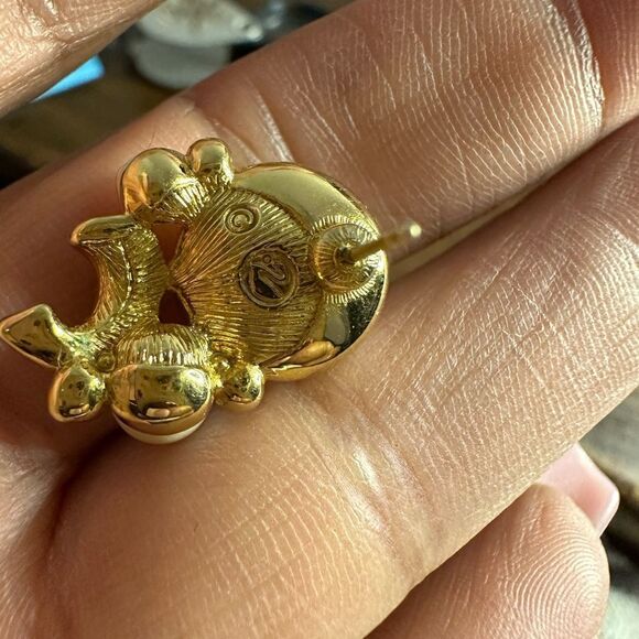 VINTAGE SWAROVSKI FAUX PEARL EARRINGS WITH SWAROVSKI - Picture 3 of 4